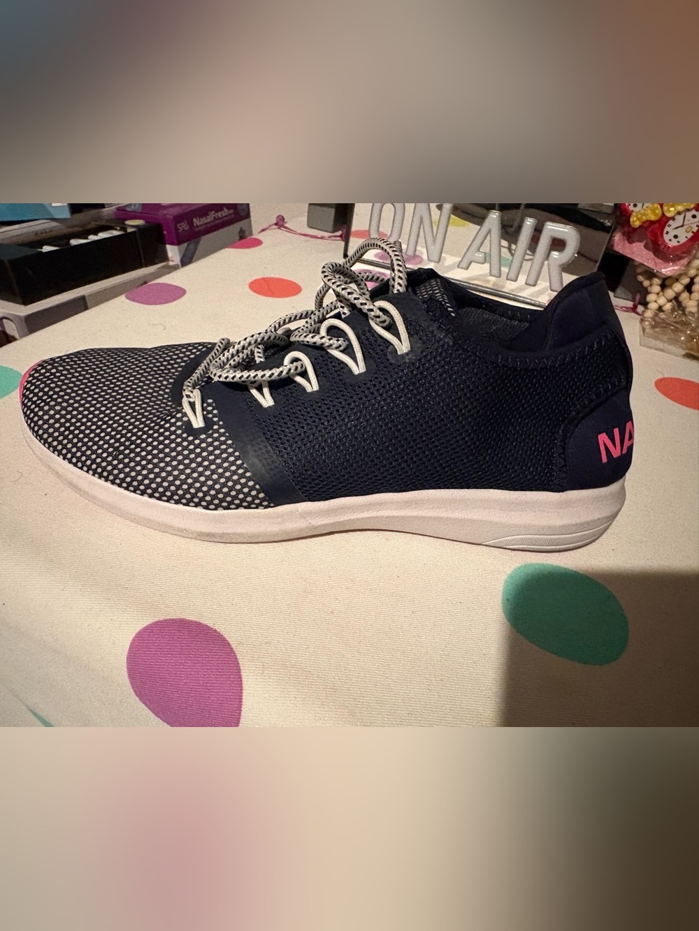 Nautica Navy and White Mesh Lace-Up Sneakers
